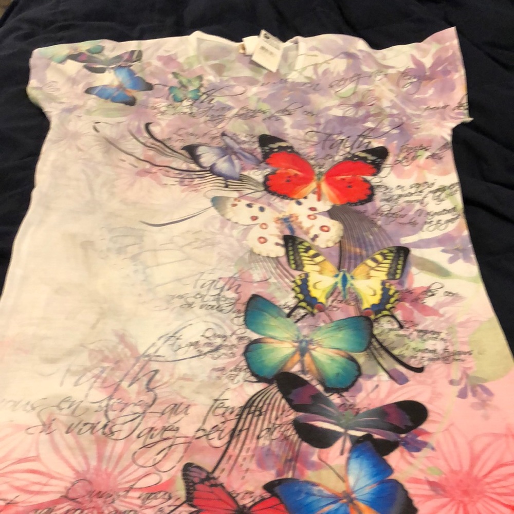 Multi colored butterfly tee